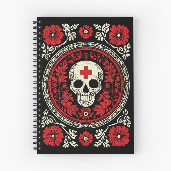 Item preview, White death skull with red cross and white flowers pattern 127sm designed and sold by 127sm.