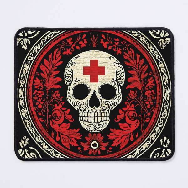 Item preview, White death skull with red cross and white flowers pattern 127sm designed and sold by 127sm.