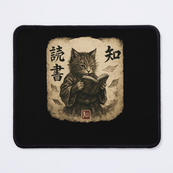 Item preview, Scholar Cat Reading Book Ink Artwork designed and sold by SiarheiYur.