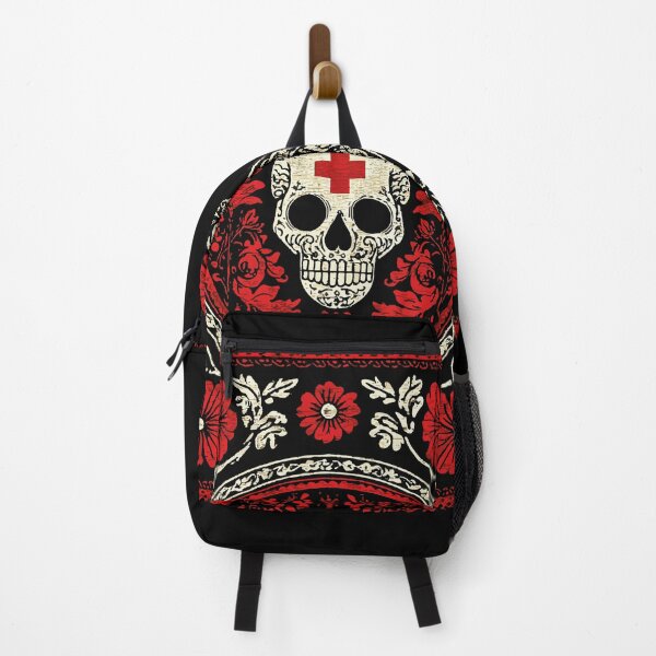 Item preview, White death skull with red cross and white flowers pattern 127sm designed and sold by 127sm.