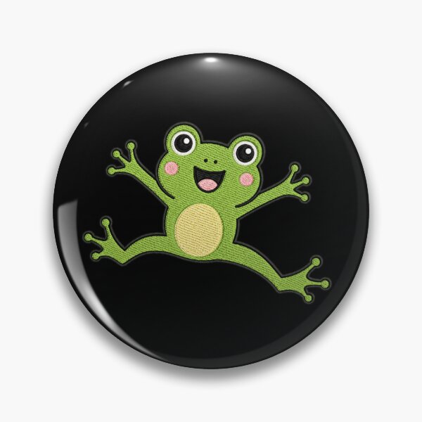 Item preview, Cute Kawaii Frog Jumping – Funny Playful Frog | Minimal Embroidery Style designed and sold by ColorSplash123.