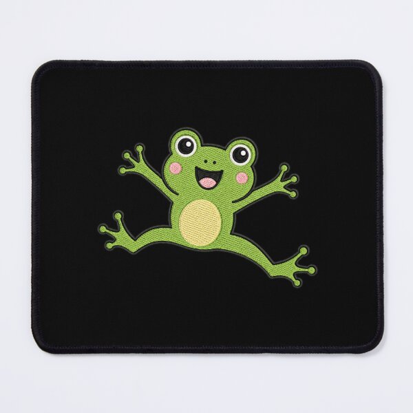 Item preview, Cute Kawaii Frog Jumping – Funny Playful Frog | Minimal Embroidery Style designed and sold by ColorSplash123.