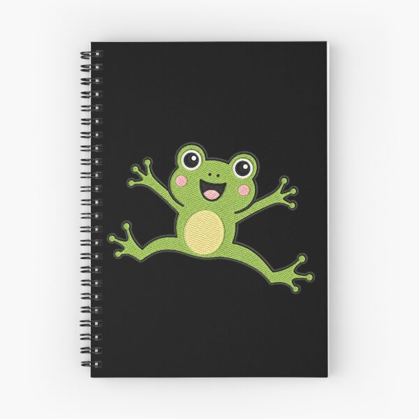 Item preview, Cute Kawaii Frog Jumping – Funny Playful Frog | Minimal Embroidery Style designed and sold by ColorSplash123.