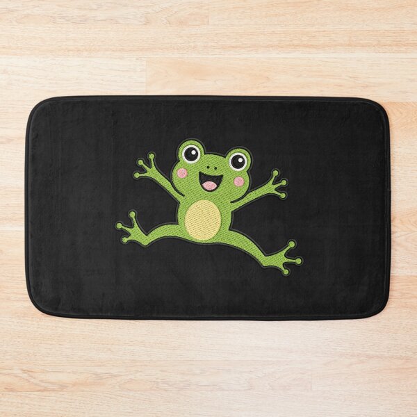 Item preview, Cute Kawaii Frog Jumping – Funny Playful Frog | Minimal Embroidery Style designed and sold by ColorSplash123.