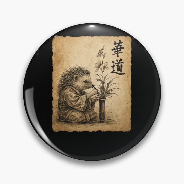 Item preview, Hedgehog Ikebana Flower Arrangement Ink Art designed and sold by SiarheiYur.