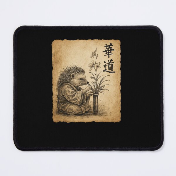 Item preview, Hedgehog Ikebana Flower Arrangement Ink Art designed and sold by SiarheiYur.