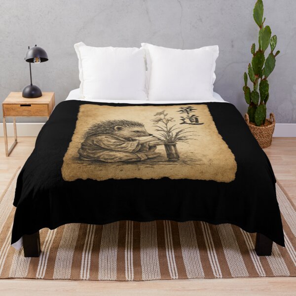 Item preview, Hedgehog Ikebana Flower Arrangement Ink Art designed and sold by SiarheiYur.