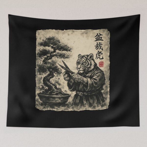 Item preview, Tiger Bonsai Master Ink Illustration designed and sold by SiarheiYur.