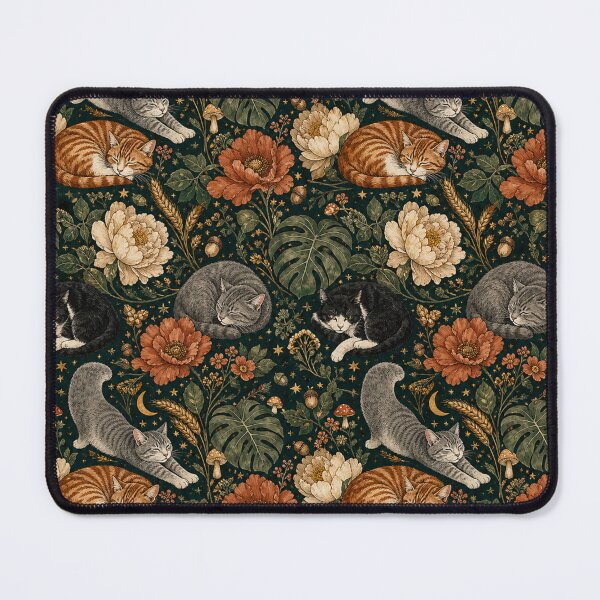 Item preview, Cozy Cat Blanket Pattern | Cottagecore Floral Cat Throw Blanket | Vintage Botanical Cat Design designed and sold by IconicDesignsXd.