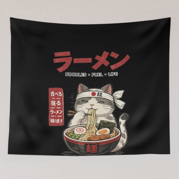 Item preview, Cute Ramen Cat – Minimal Anime T-Shirt | Eat Sleep Ramen Repeat | Kawaii Noodles Design designed and sold by YamiSociety.