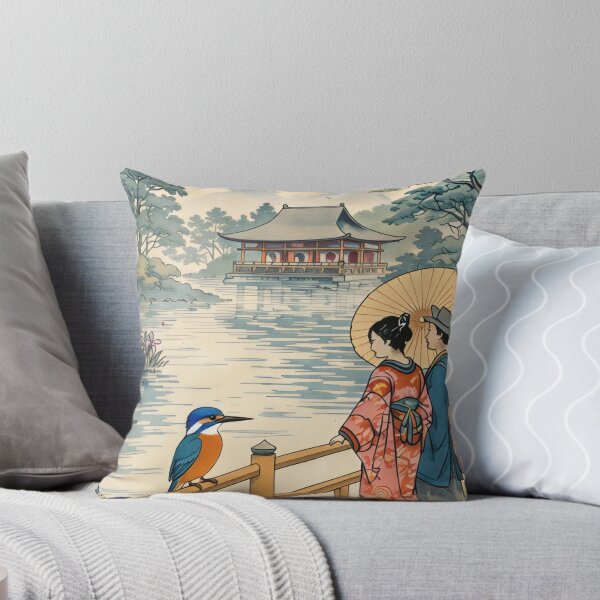 Item preview, Japanese Garden Serenity: Kingfisher, Irises & Couple Art designed and sold by MalisoStickers.