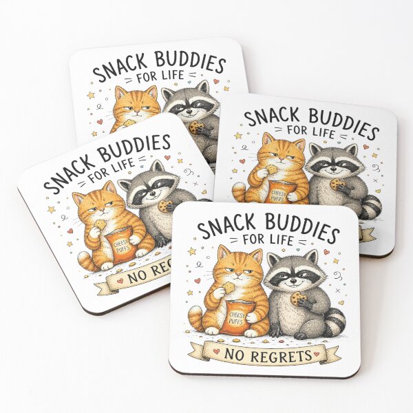 Item preview, Funny Snack Buddies Cat Raccoon Best Friend Sticker designed and sold by Gentlestate.