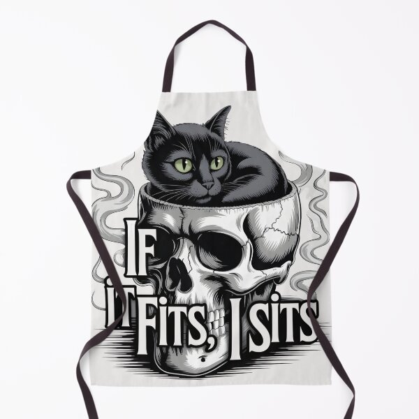 Item preview, If It Fits I Sits Gothic Black Cat Skull Art Dark Humor Cat Lover designed and sold by universe-hold ⭐⭐⭐⭐⭐.