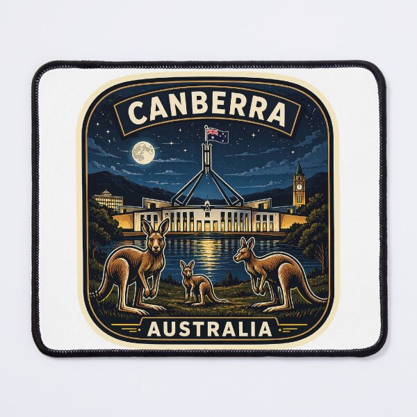 Item preview, Canberra Australia Night Skyline Sticker – Vintage City Lights & Kangaroos designed and sold by pod24.