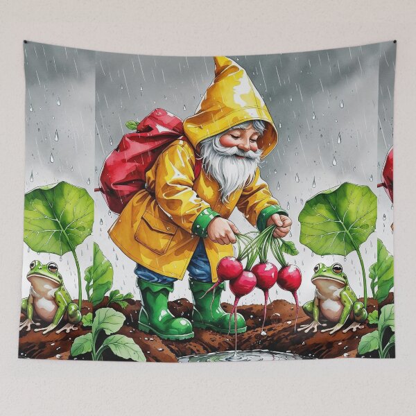 Item preview, Rainy Day Radish Gnome – Whimsical Cottagecore Garden Scene designed and sold by Deezyned.