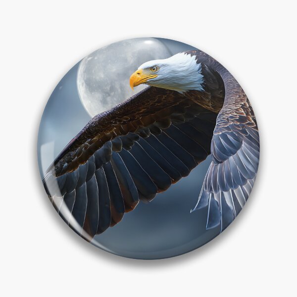 Item preview, Majestic Bald Eagle in Flight Against Full Moon designed and sold by Artessie.