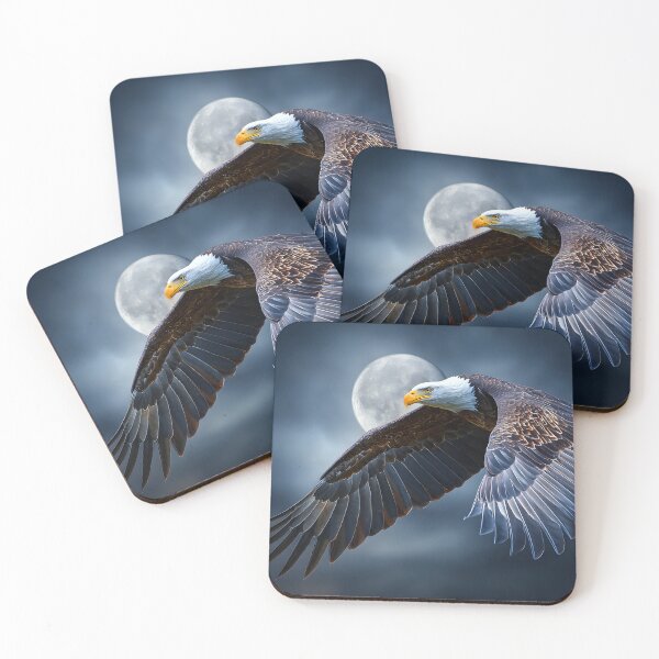 Item preview, Majestic Bald Eagle in Flight Against Full Moon designed and sold by Artessie.