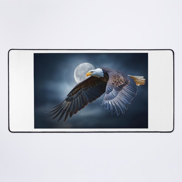 Item preview, Majestic Bald Eagle in Flight Against Full Moon designed and sold by Artessie.