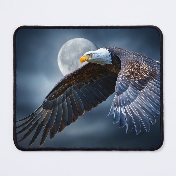 Item preview, Majestic Bald Eagle in Flight Against Full Moon designed and sold by Artessie.