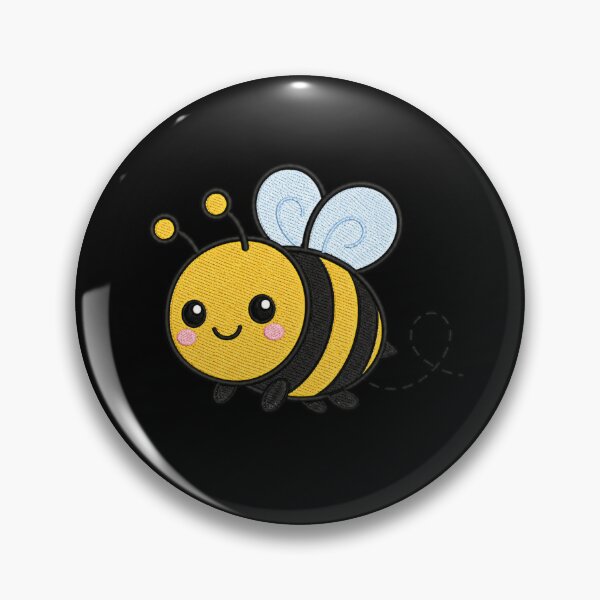Item preview, Cute Kawaii Bee Flying – Smiling Bumblebee | Minimal Embroidery Style designed and sold by ColorSplash123.