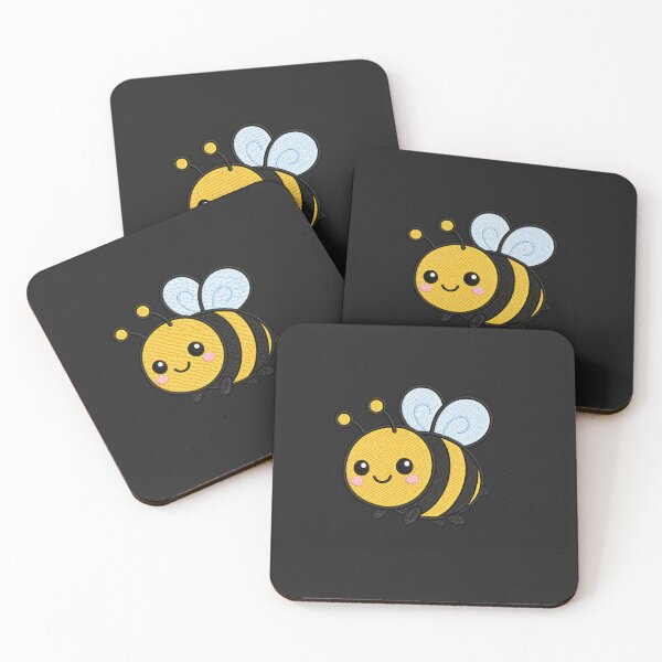 Item preview, Cute Kawaii Bee Flying – Smiling Bumblebee | Minimal Embroidery Style designed and sold by ColorSplash123.