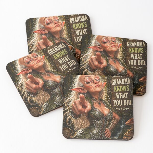 Item preview, Funny Elf Grandma Pointing – “Grandma Knows What You Did” – Fantasy Meme Art designed and sold by thor81pl.