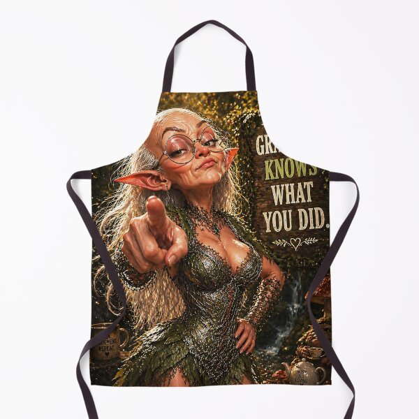 Item preview, Funny Elf Grandma Pointing – “Grandma Knows What You Did” – Fantasy Meme Art designed and sold by thor81pl.