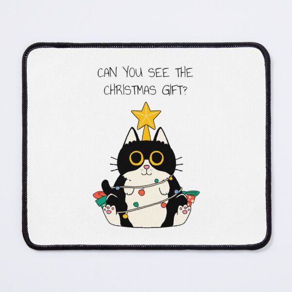 Item preview, Sneaky Holiday Cat Wrapped in Lights Guarding a Secret Gift designed and sold by TheCozyCarrier.