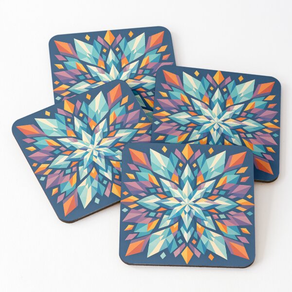 Item preview, Colourful Geometric Snowflake Mandala on Navy designed and sold by InkSmithery.
