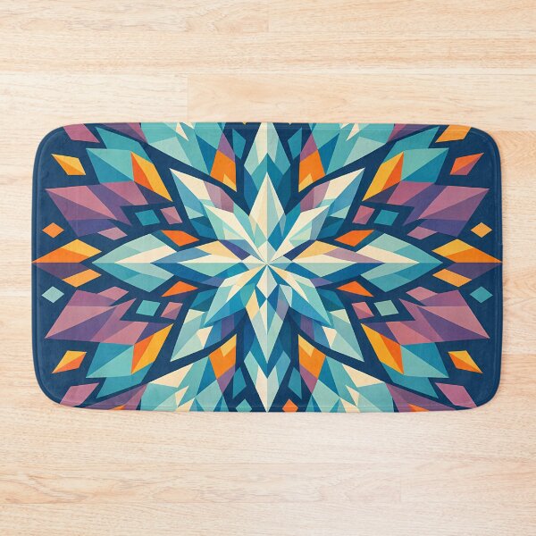 Item preview, Colourful Geometric Snowflake Mandala on Navy designed and sold by InkSmithery.