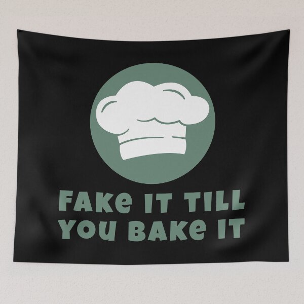 Item preview, Fake It Till You Bake It – Funny Cooking Quote with Chef Hat for Food Lovers & Beginner Bakers designed and sold by WordPlayStudio.