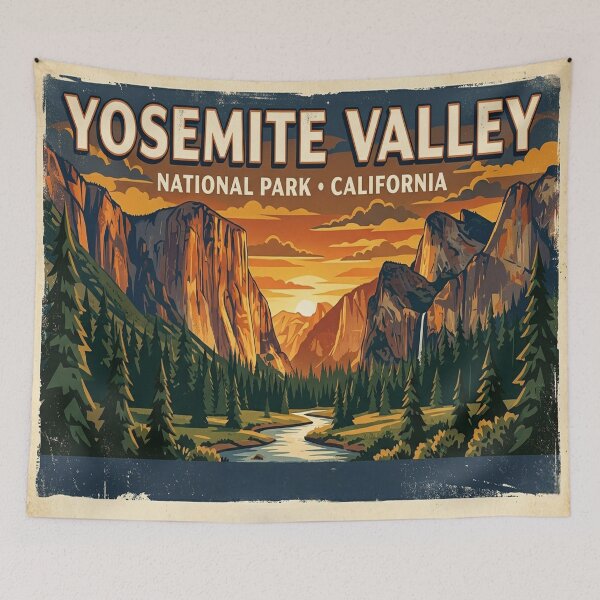 Item preview, Vintage Yosemite Style National Park Poster designed and sold by M&M Lifestyle Hub.