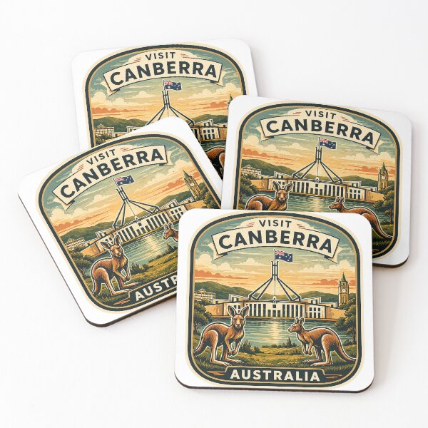 Item preview, Visit Canberra Australia Sticker – Travel Souvenir with Kangaroos & Parliament House designed and sold by pod24.
