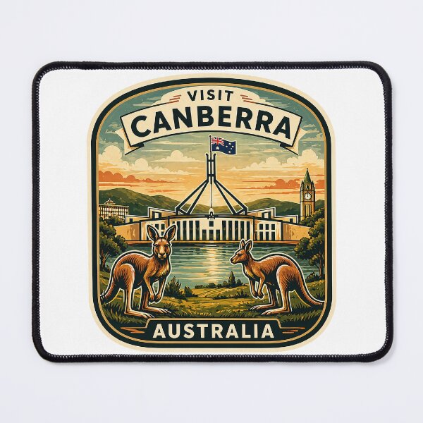 Item preview, Visit Canberra Australia Sticker – Travel Souvenir with Kangaroos & Parliament House designed and sold by pod24.