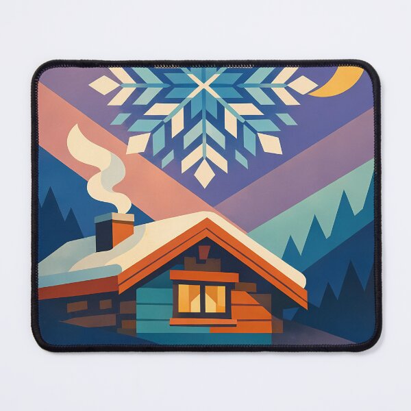 Item preview, Geometric Snowflake Over Winter Cabin designed and sold by InkSmithery.