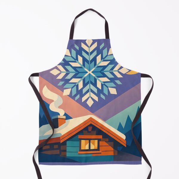 Item preview, Geometric Snowflake Over Winter Cabin designed and sold by InkSmithery.