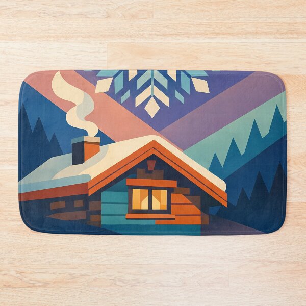 Item preview, Geometric Snowflake Over Winter Cabin designed and sold by InkSmithery.