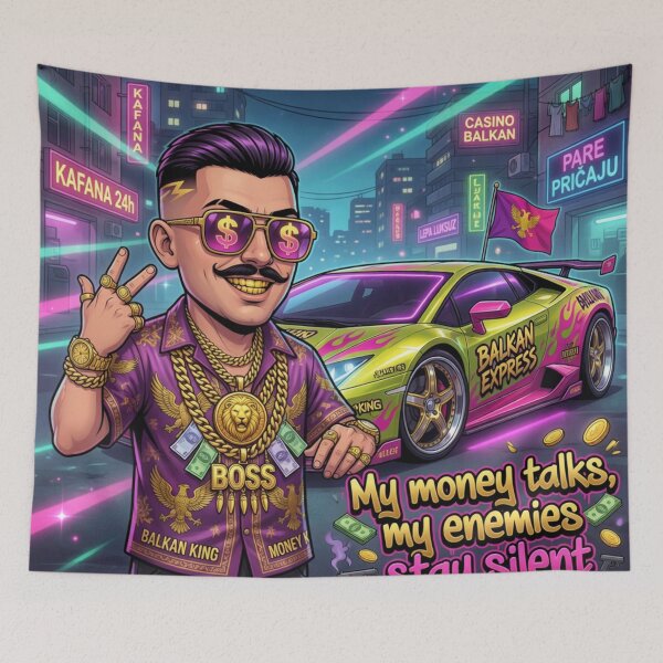 Item preview, Balkan King Money Talks Luxury Streetwear designed and sold by LowBattery Social Club.