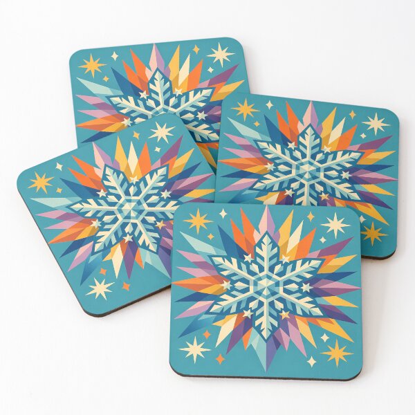 Item preview, Colourful Geometric Snowflake with Starbursts designed and sold by InkSmithery.