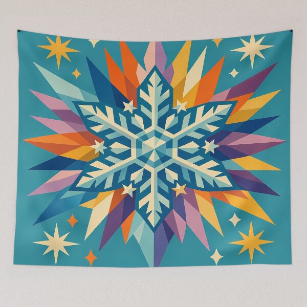 Item preview, Colourful Geometric Snowflake with Starbursts designed and sold by InkSmithery.