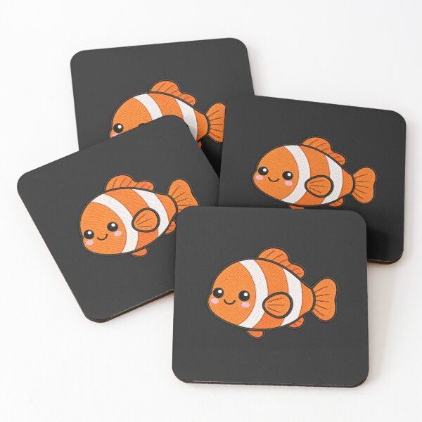 Item preview, Cute Kawaii Smiling Fish – Orange White Cartoon Fish | Minimal Embroidery Style designed and sold by ColorSplash123.