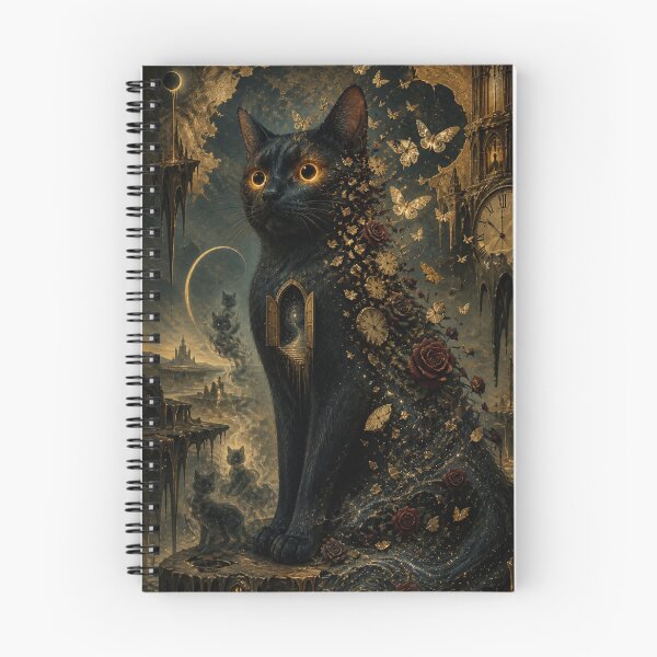 Item preview, Surreal Cosmic Black Cat Wall Art | Dark Fantasy Dreamscape Print | Gothic Galaxy Cat Fine Art Poster designed and sold by IconicDesignsXd.