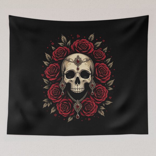 Item preview, Gothic Skull Rose Jewelry for Women Dark Floral Tattoo Tee designed and sold by JerdbordinShop.