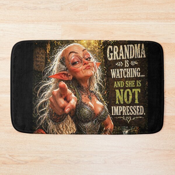 Item preview, Funny Judging Elf Grandma – “Grandma Is Watching And She Is Not Impressed” – Fantasy Meme Art designed and sold by thor81pl.