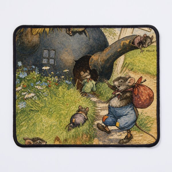 Item preview, Vintage Storybook Illustration Whimsical Mouse Village for Cottagecore Art Lovers designed and sold by RickE.