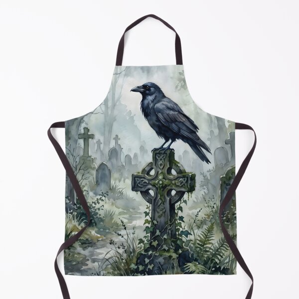 Item preview, Gothic Crow on Celtic Cross in Misty Graveyard designed and sold by RubisLeaf.