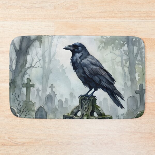 Item preview, Gothic Crow on Celtic Cross in Misty Graveyard designed and sold by RubisLeaf.