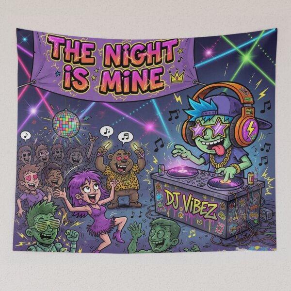 Item preview, The Night Is Mine DJ Party Vibe designed and sold by LowBattery Social Club.