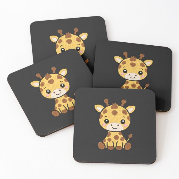 Item preview, Cute Kawaii Baby Giraffe Sitting – Adorable Cartoon Giraffe | Minimal Embroidery Style designed and sold by ColorSplash123.