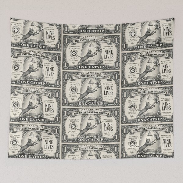 Item preview, Catnip Dollar Bill Parody Vintage Cat Illustration designed and sold by SammyMorry.